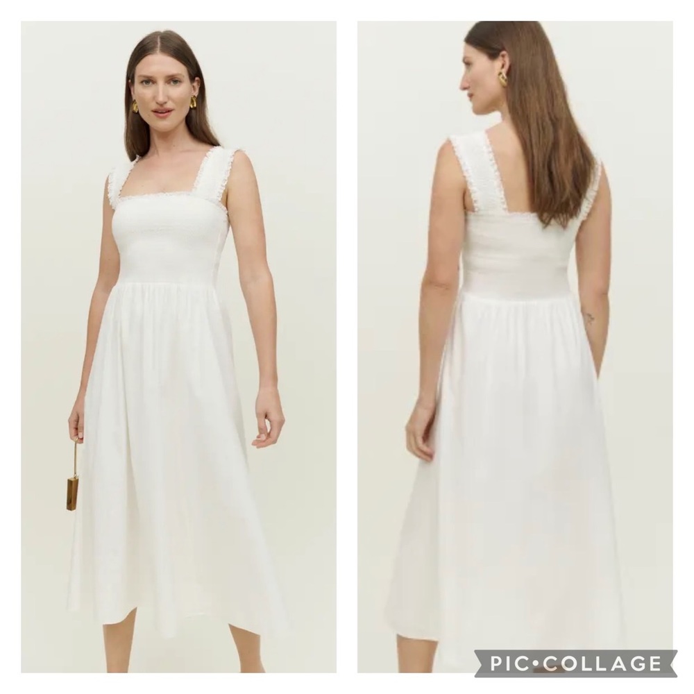 NWT Reformation Villa Organic Cotton White Midi Sundress Size XS